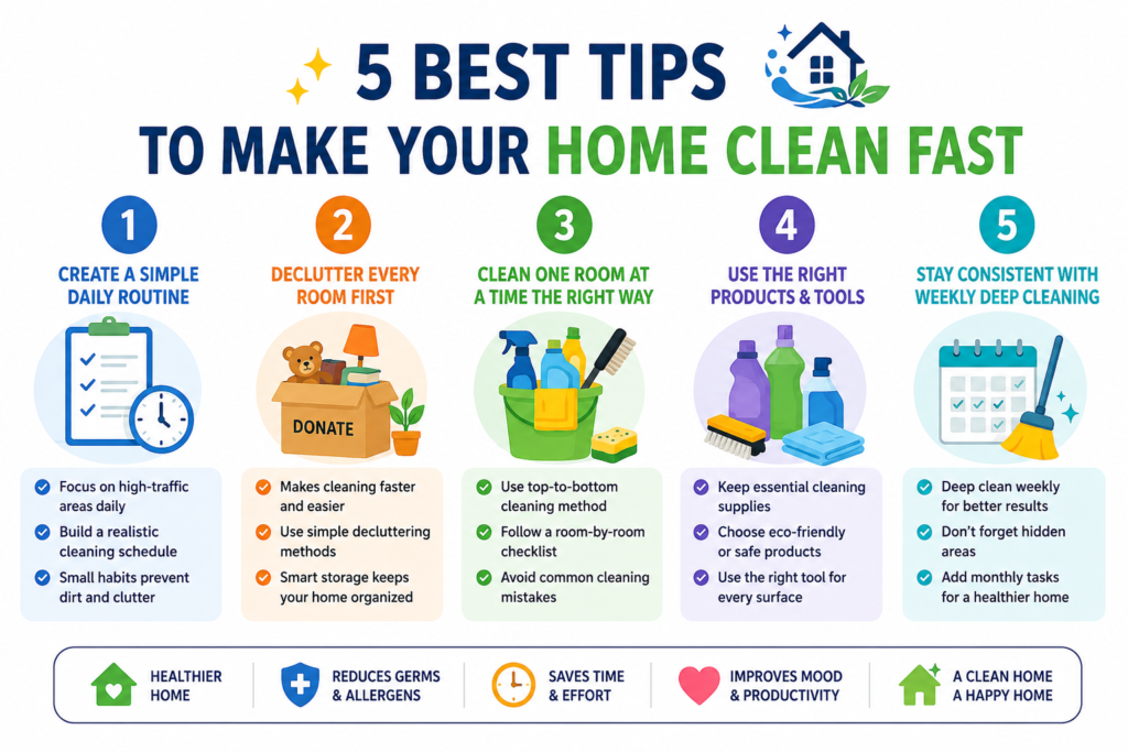 5 Best Tips to Make Your Home Clean Fast